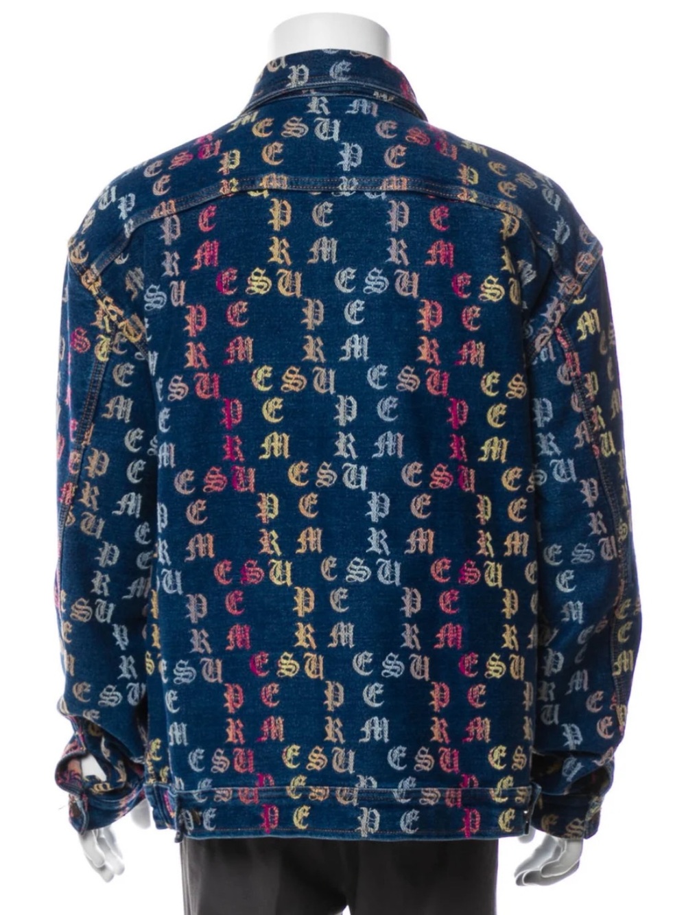 Supreme SS2022 Gradient Jacquard Blue Denim Work Zip Up Jacket Size Small - Picture 4 of 9